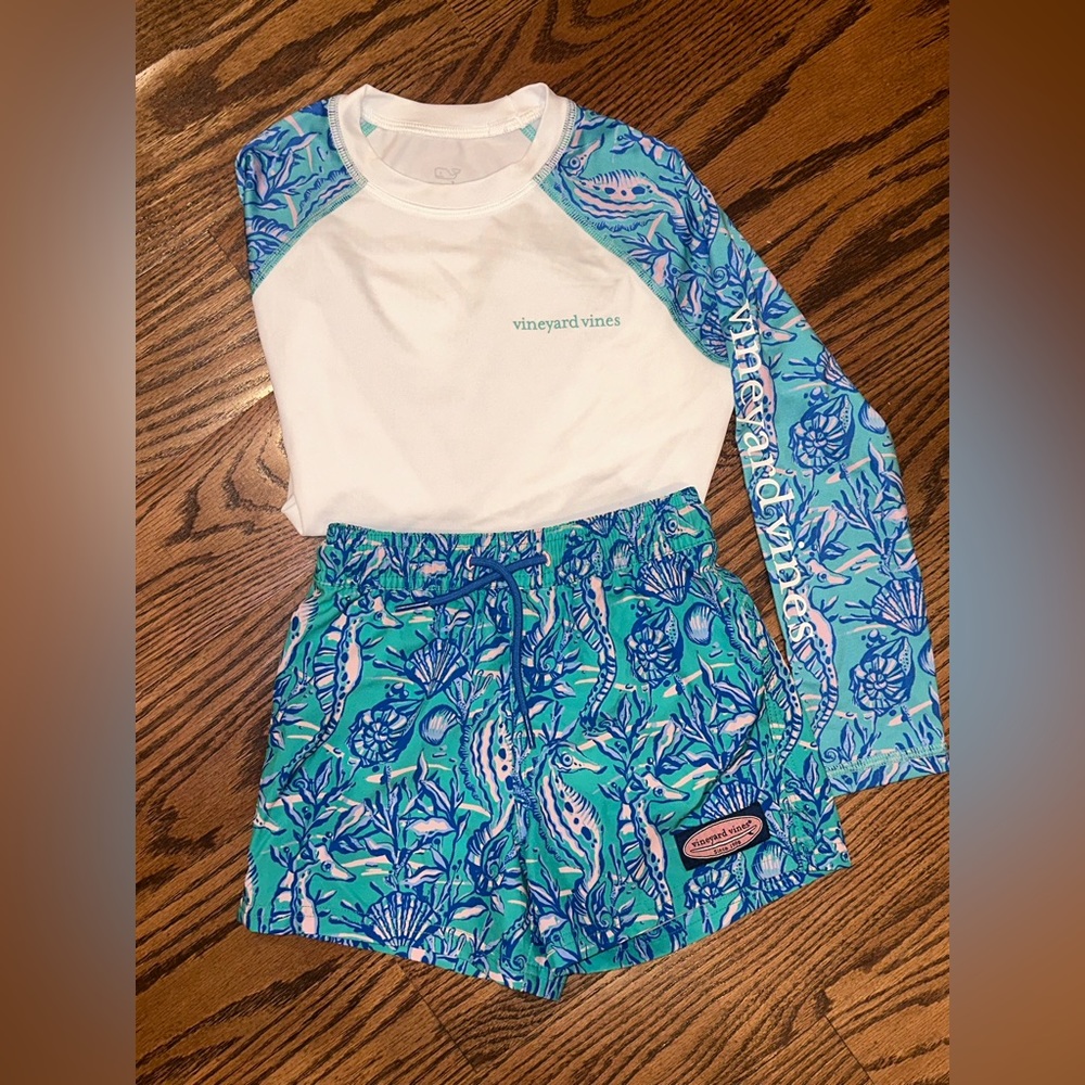 Vineyard Vines Swim Trucks 4t and Rashguard 5